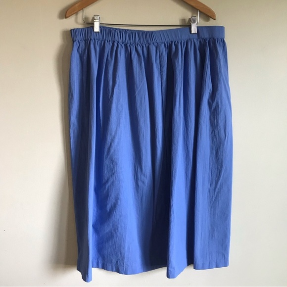 Vintage Image 100% Cotton Blue Button Down Midi Skirt Plus Size XL - Picture 2 of 7